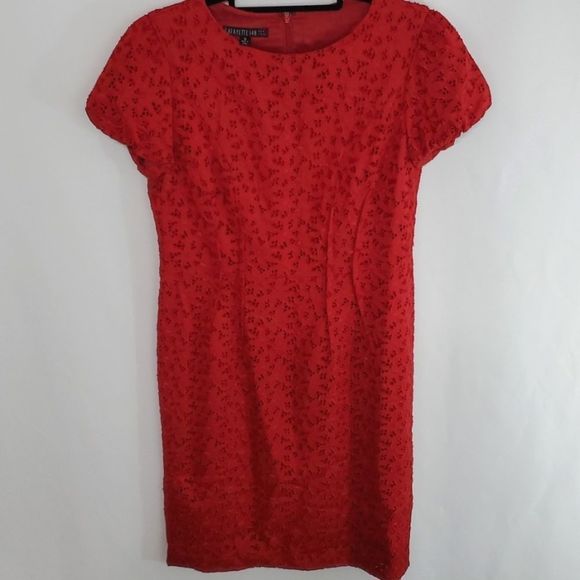 LAFAYETTE 148 Red Eyelet Dress (D318) - Picture 3 of 10